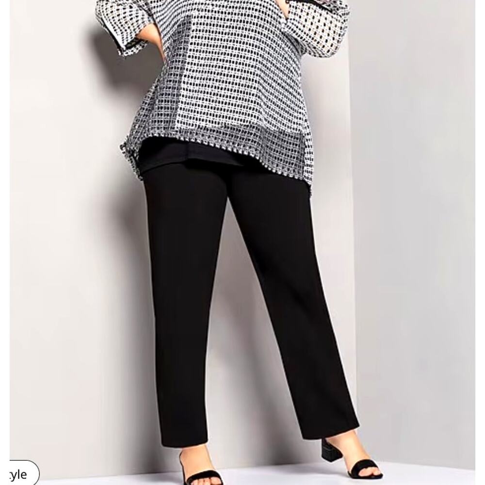 Calvin Klein Flat Front Ponte Ankle Dress Pants | Plus 24W, Black NEW! - Picture 1 of 16